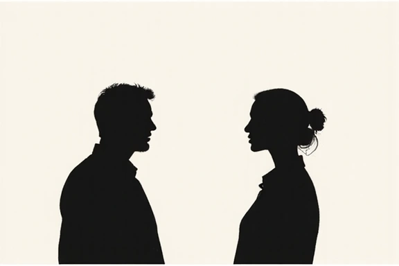 Imagen abstracta de dos siluetas conversando, representando una consulta individual